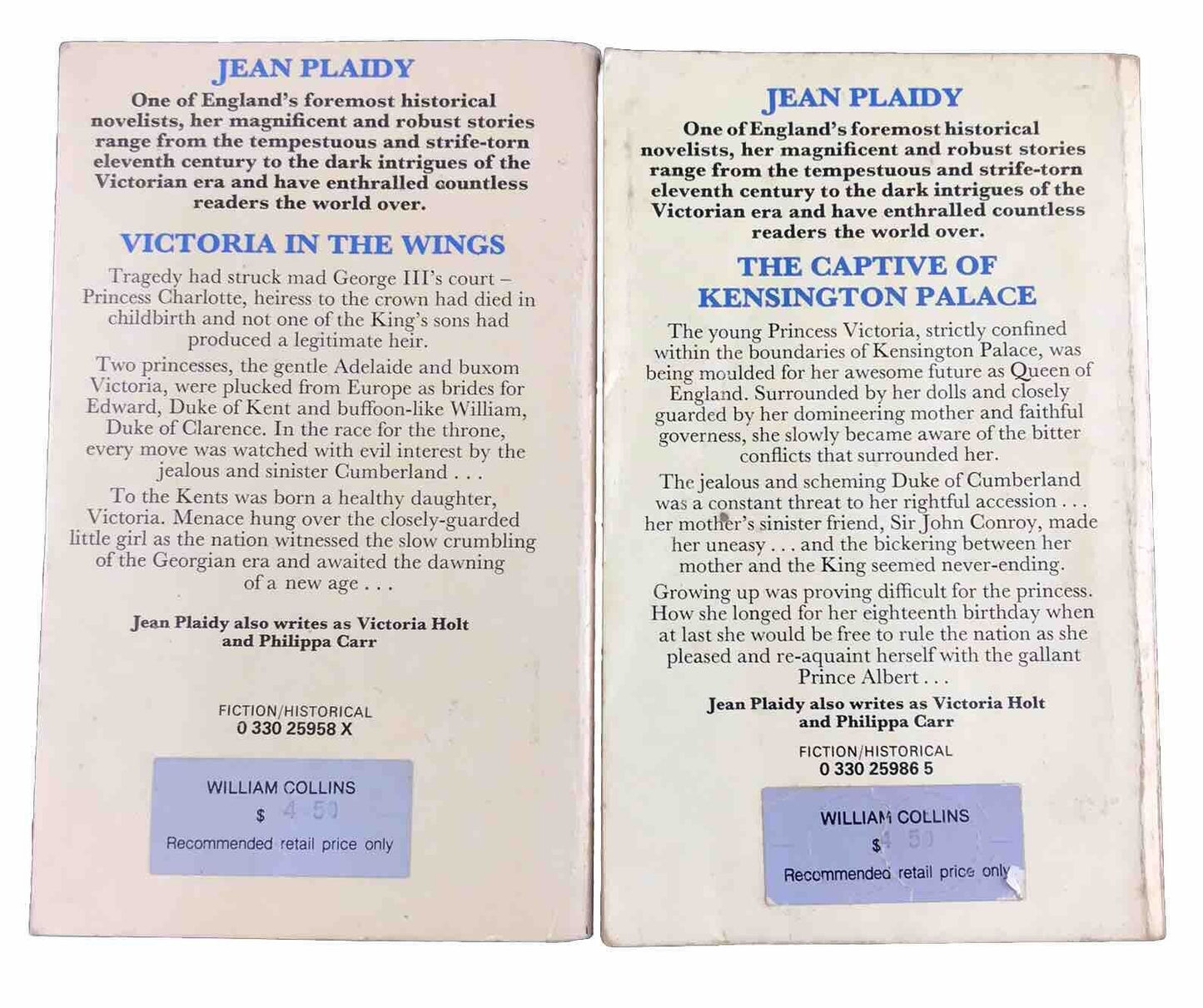 Victoria in the Wings + Captive Kensington Palace Victorian Saga By Jean Plaidy