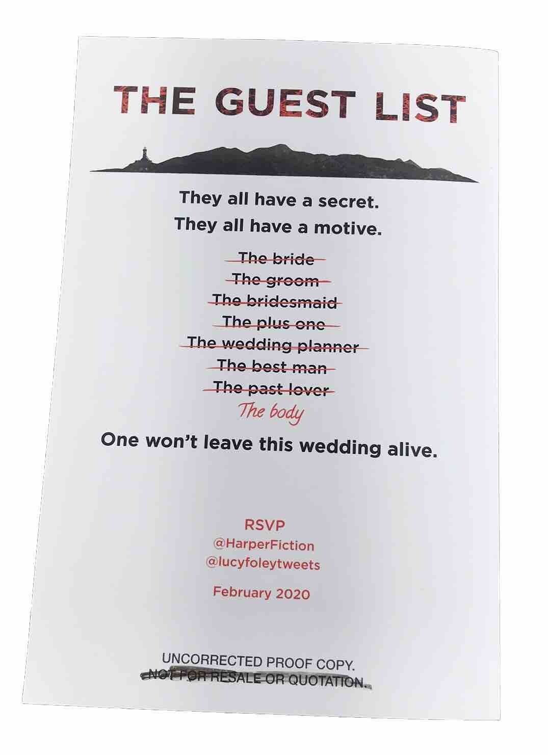 The Guest List by Lucy Foley (Uncorrected Proof Paperback 2019)
