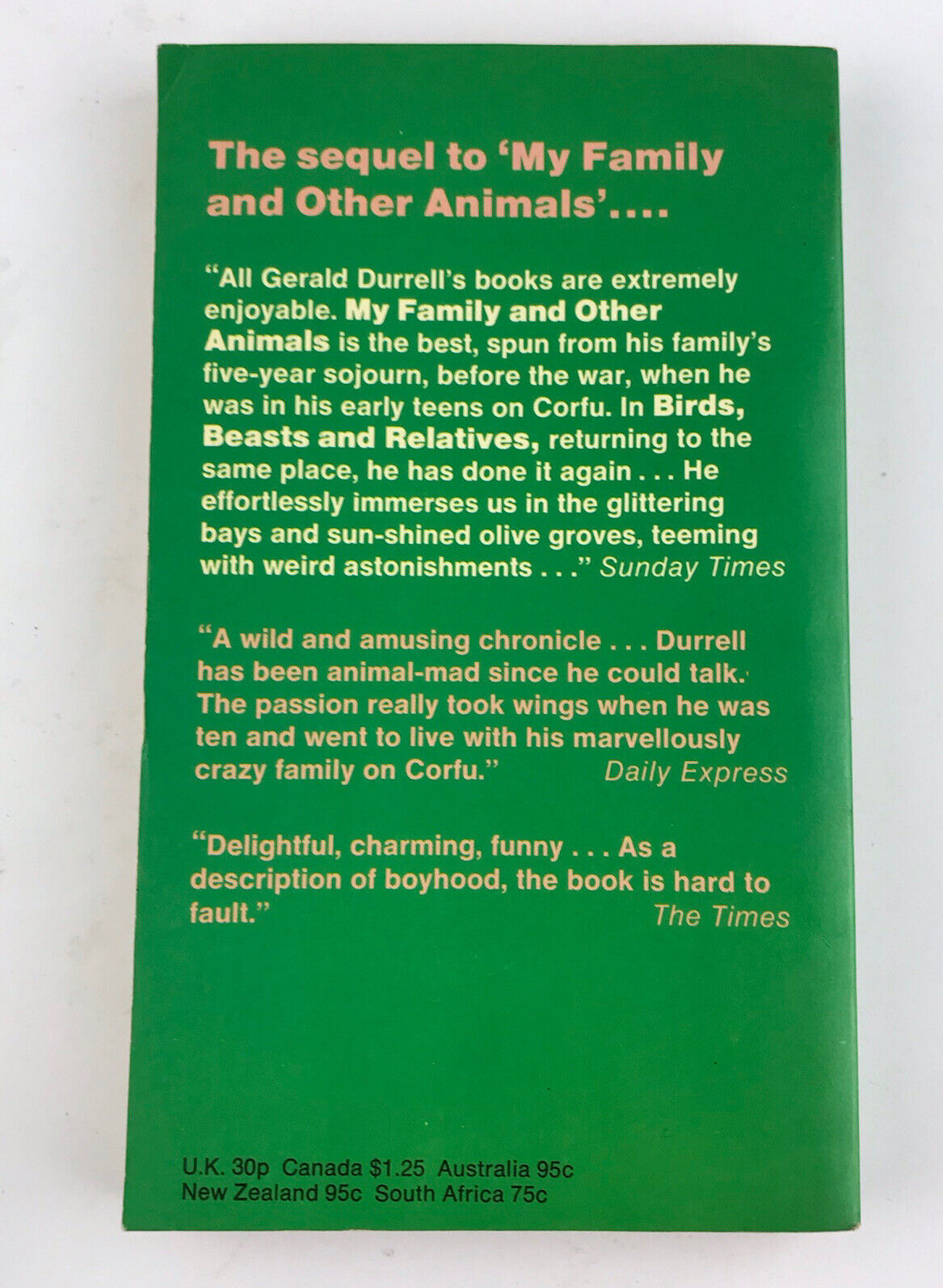 Birds, Beasts and Relatives by Durrell, Gerald Paperback Book The Fast Free
