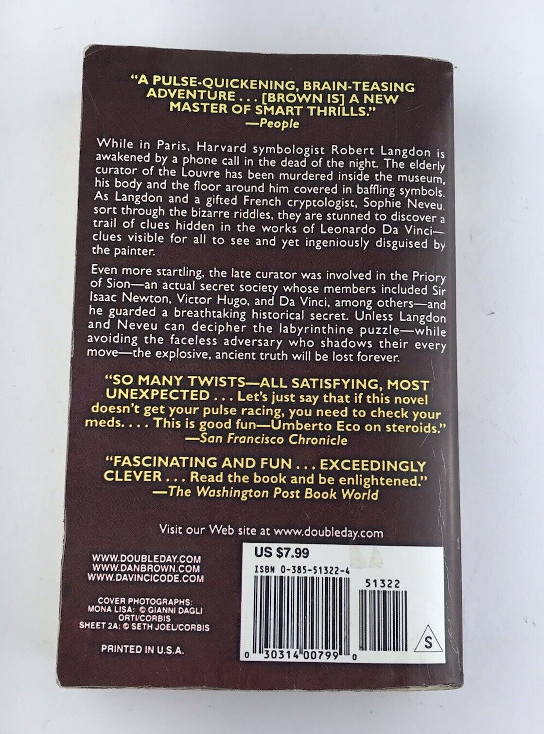 The Da Vinci Code by Dan Brown (Mass Market US Paperback, 2004)