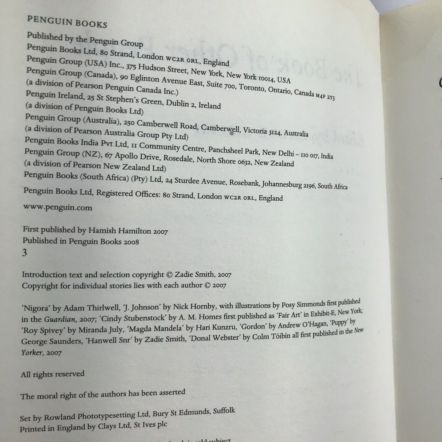 The Book of Other People - Edited by Zadie Smith (PB - 23 Short Stories)