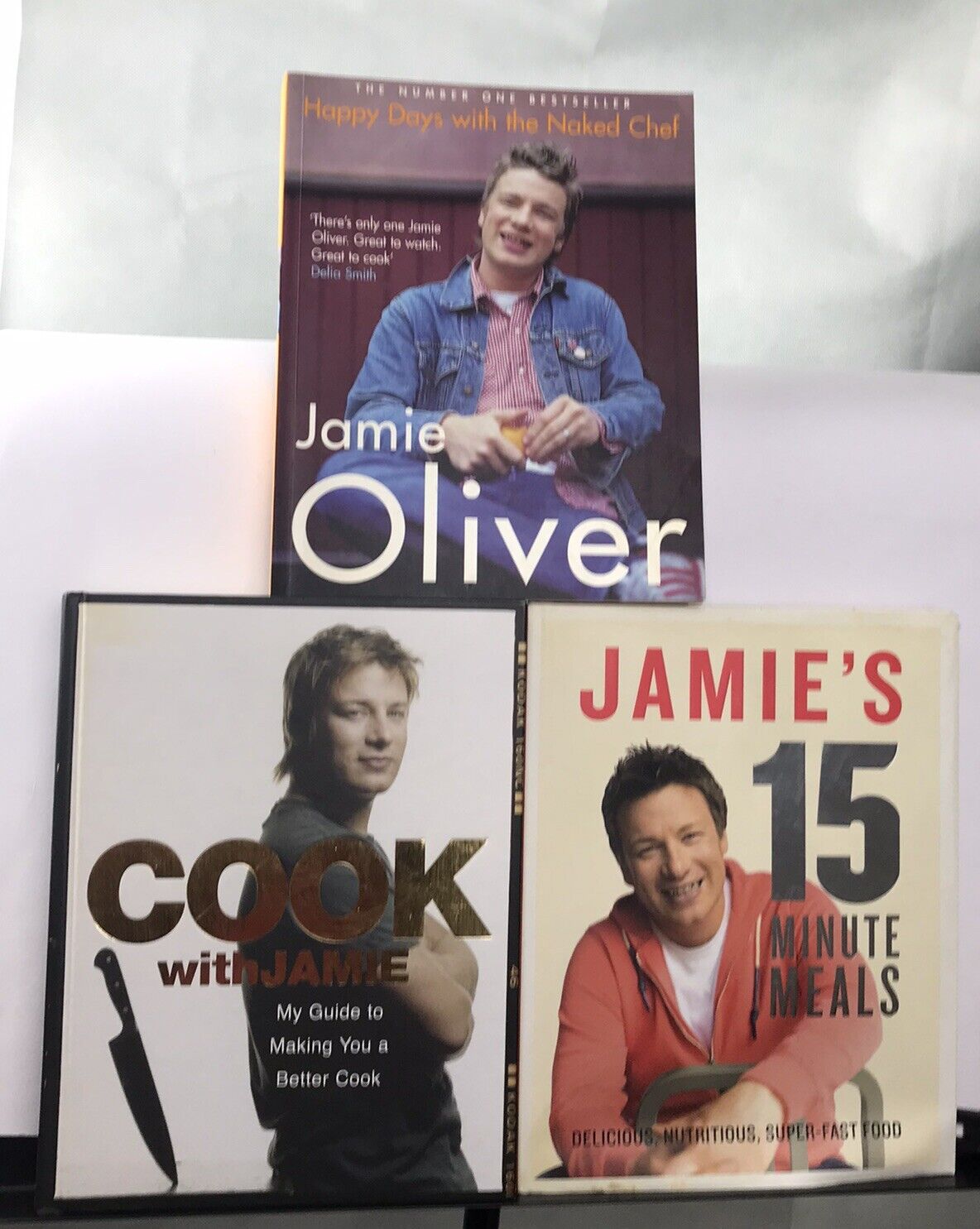 3x Jamie's Oliver Cookbooks Bundle - Cook with Jamie, 15min Meals, Naked Chef