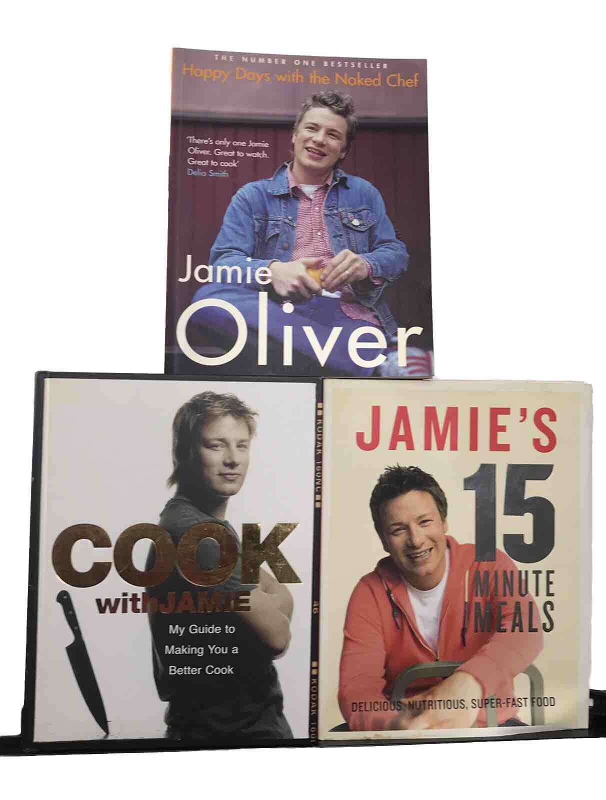 3x Jamie's Oliver Cookbooks Bundle - Cook with Jamie, 15min Meals, Naked Chef