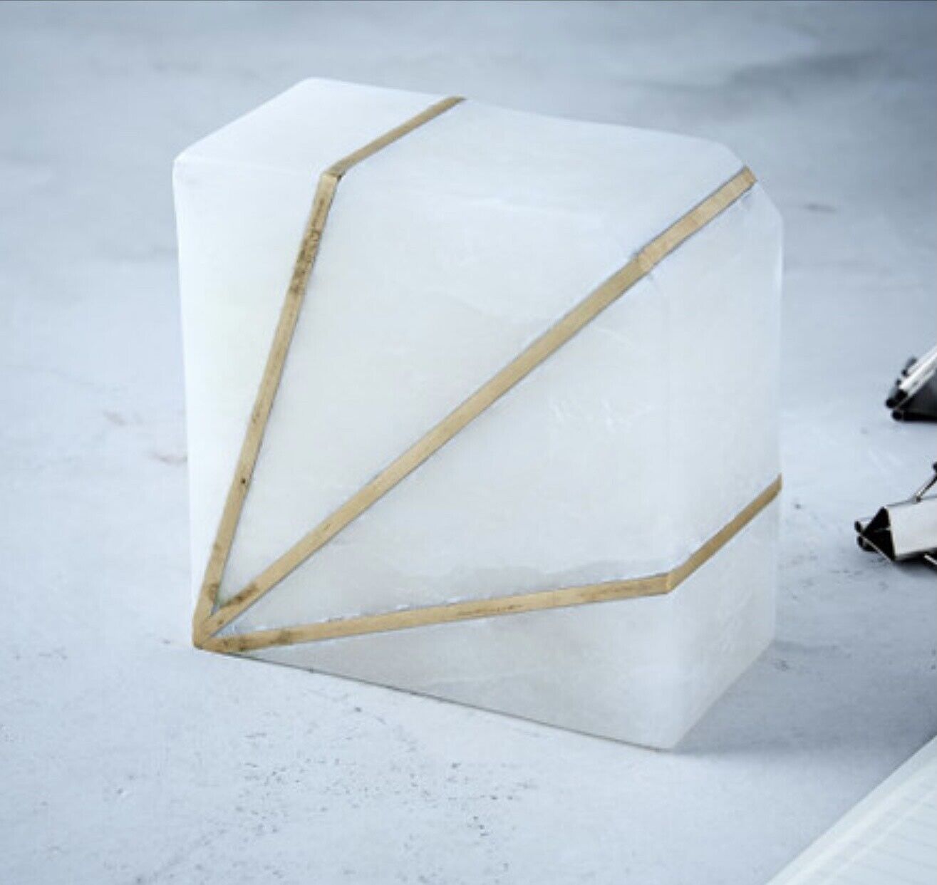 Stunning Designer Alabaster Stone Bookend Book Shelf Paper Weight Home Accessory