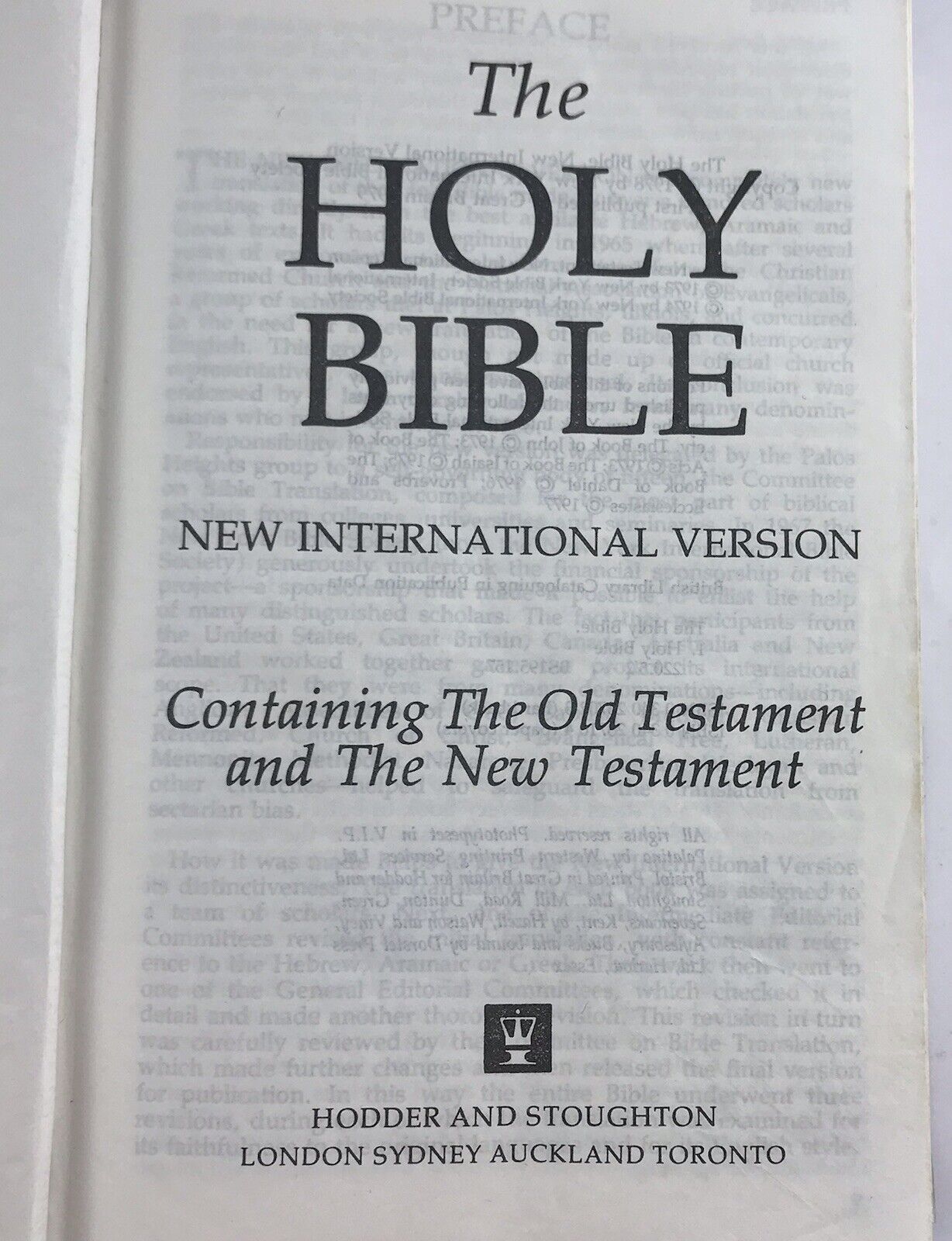 Holy Bible New International Version 1979 Great Britain Hardcover Black