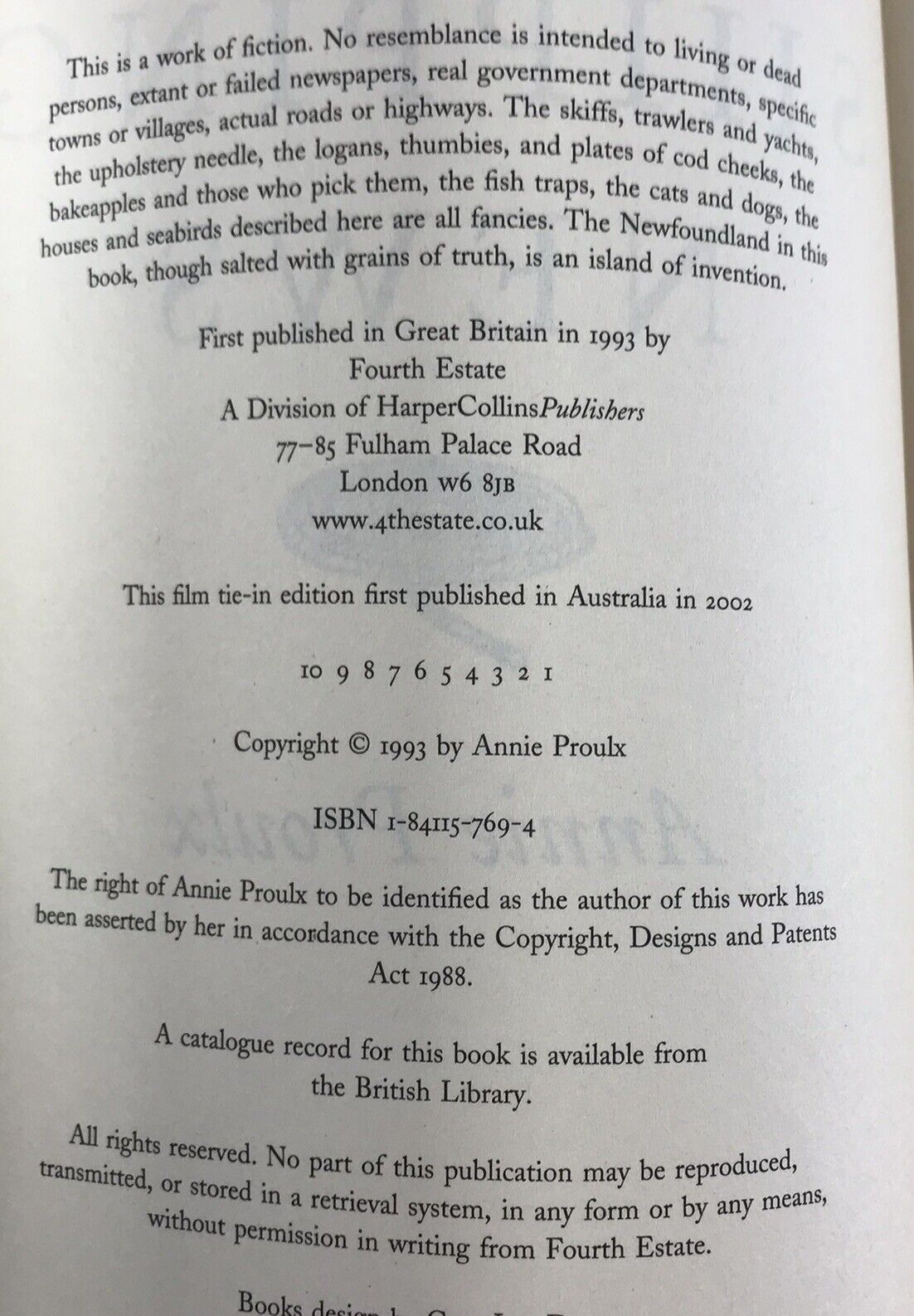 The Shipping News by Annie Proulx - Pulitzer Prize Winner Paperback Oz Film 2002
