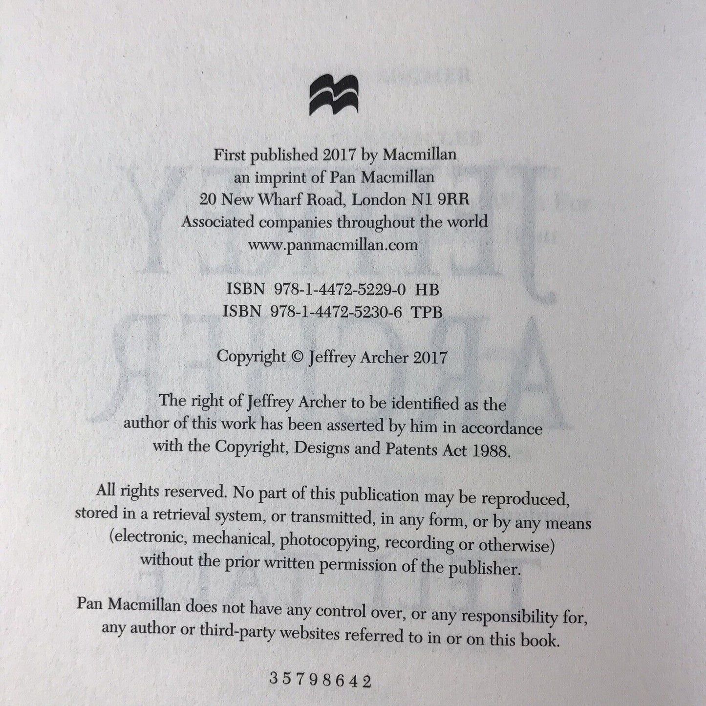 Tell Tale Jeffrey Archer short stories historical mystery fiction hardcover book