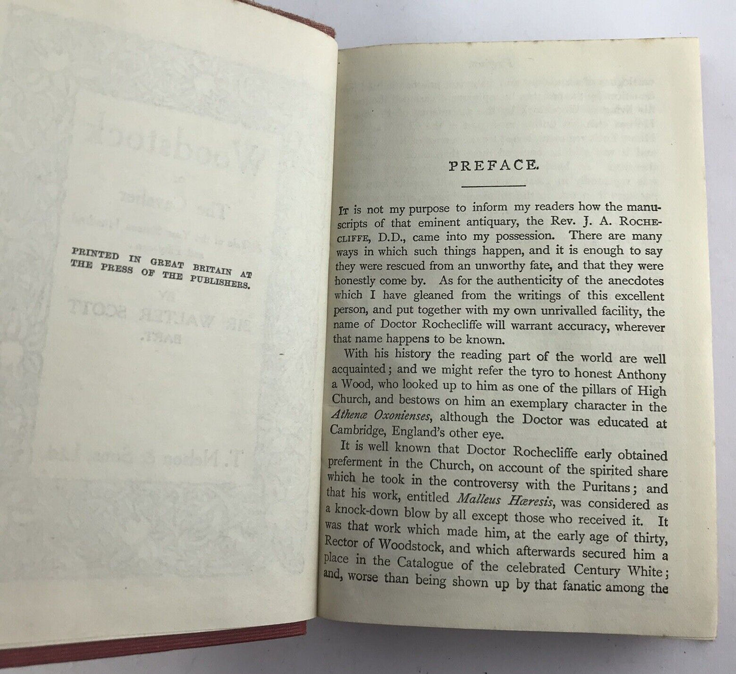 Classic Literature: SIR WALTER SCOTT: “WOODSTOCK” T. Nelson & Sons 1906 HC