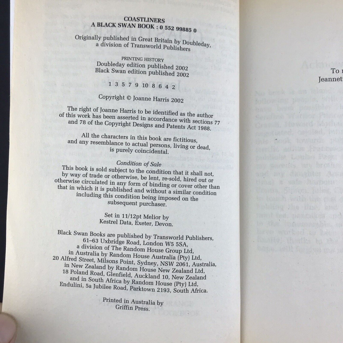 Coastliners by Joanne Harris (Paperback, 2003). Free Domestic Shipping