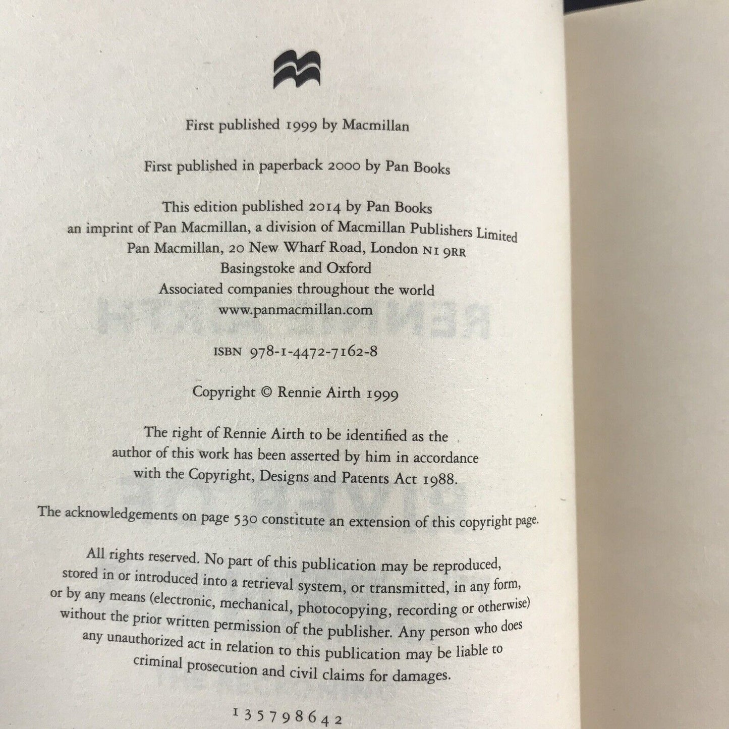 River of Darkness by Rennie Airth (Paperback, 2014)