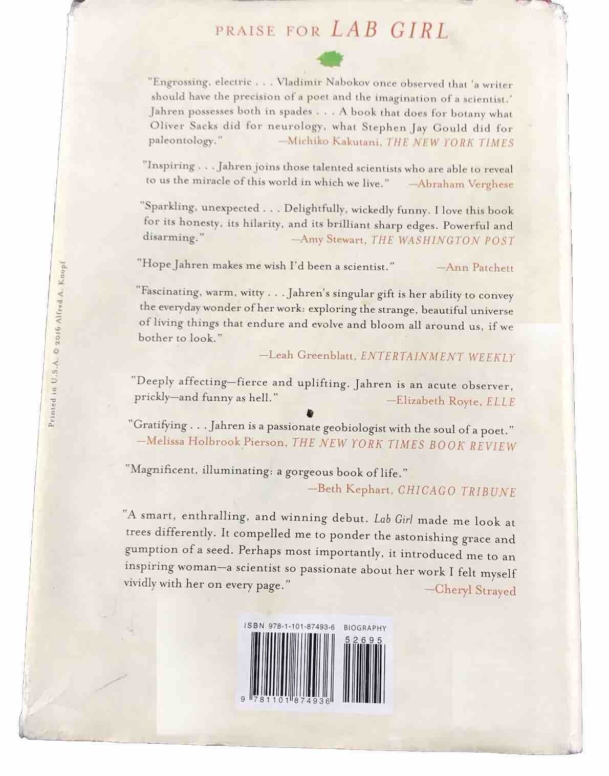 Lab Girl by Hope Jahren (Hardcover 2016) A Scientist’s Fascinating Memoir
