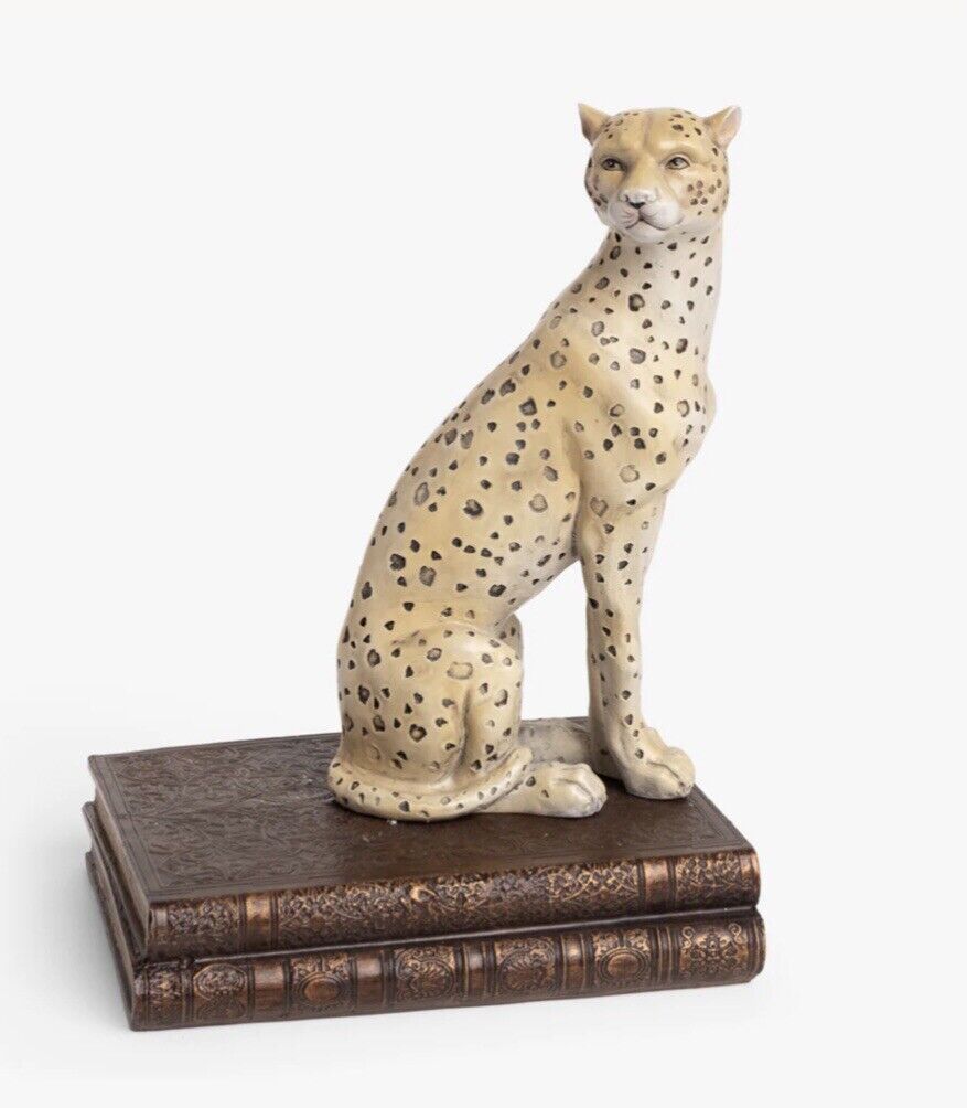 Set of 2 Gold Cheetah Bookends - Manor House Bookshelf Accessory