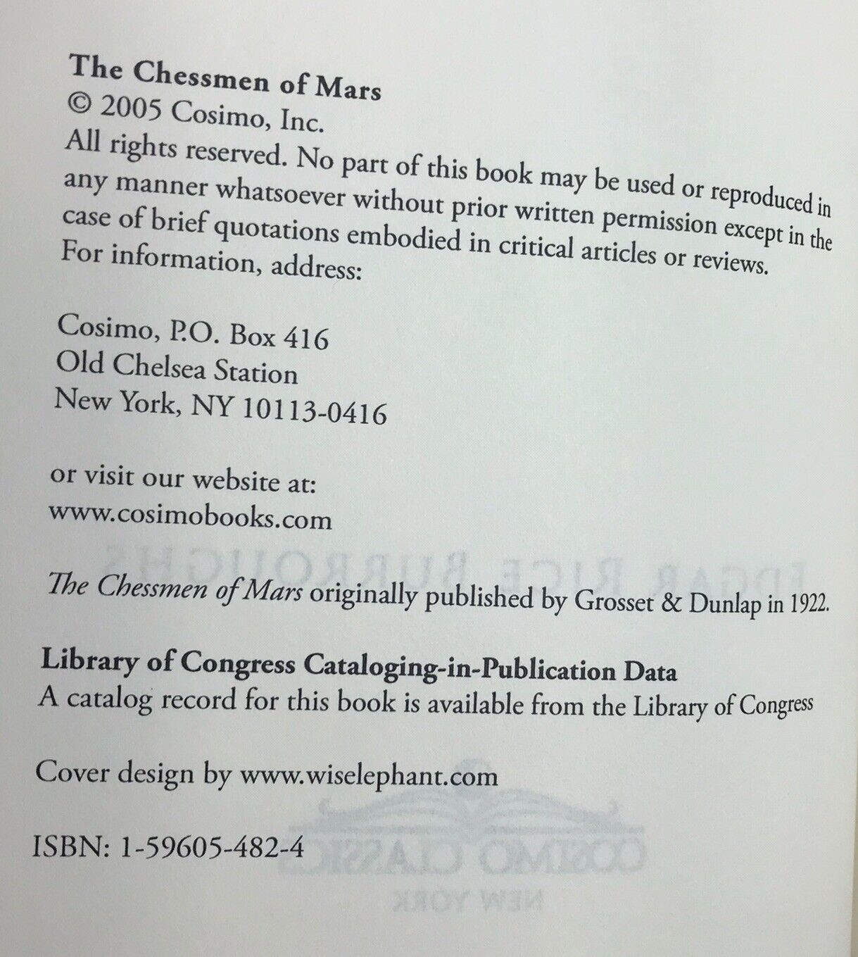 The Chessmen of Mars (John Carter of Mars Book #5) by Edgar Rice Burroughs (PB)