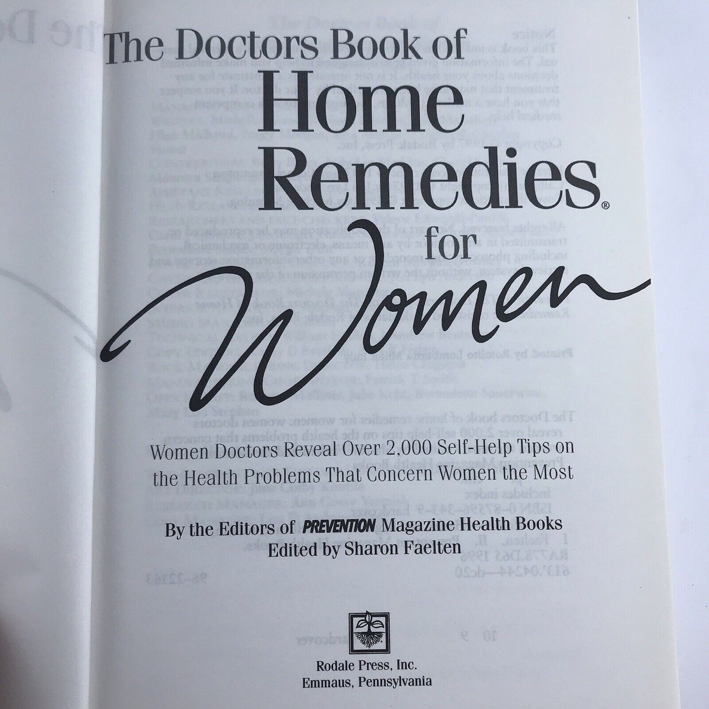The Doctors Book of Home Remedies for Women Hardcover Book Health Prevention