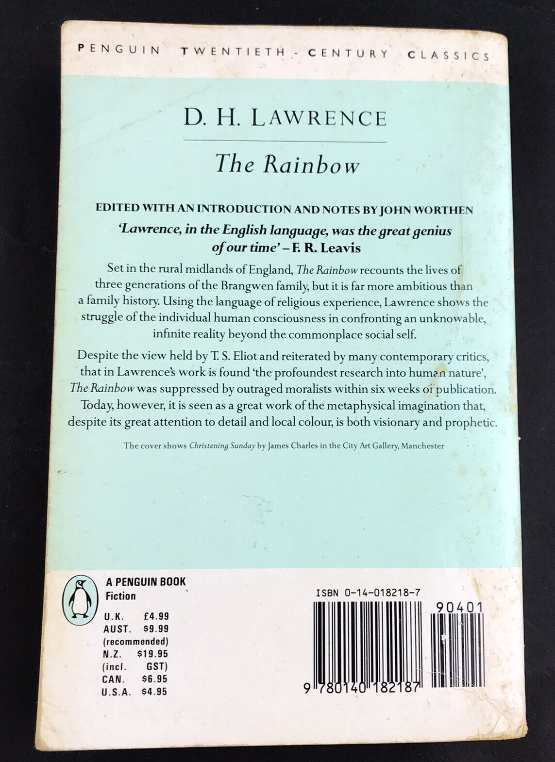 The Rainbow By D. H. Lawrence (Penguin Paperback 1989, Intro By John Worthen)