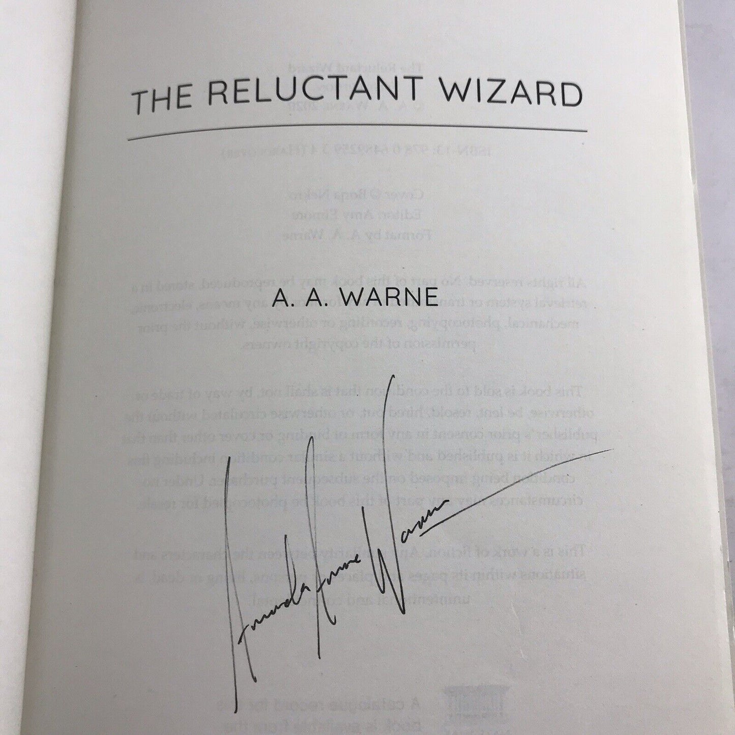 The Reluctant Wizard by A.A. Warne SIGNED BY AUTHOR (Hardcover First Edition)