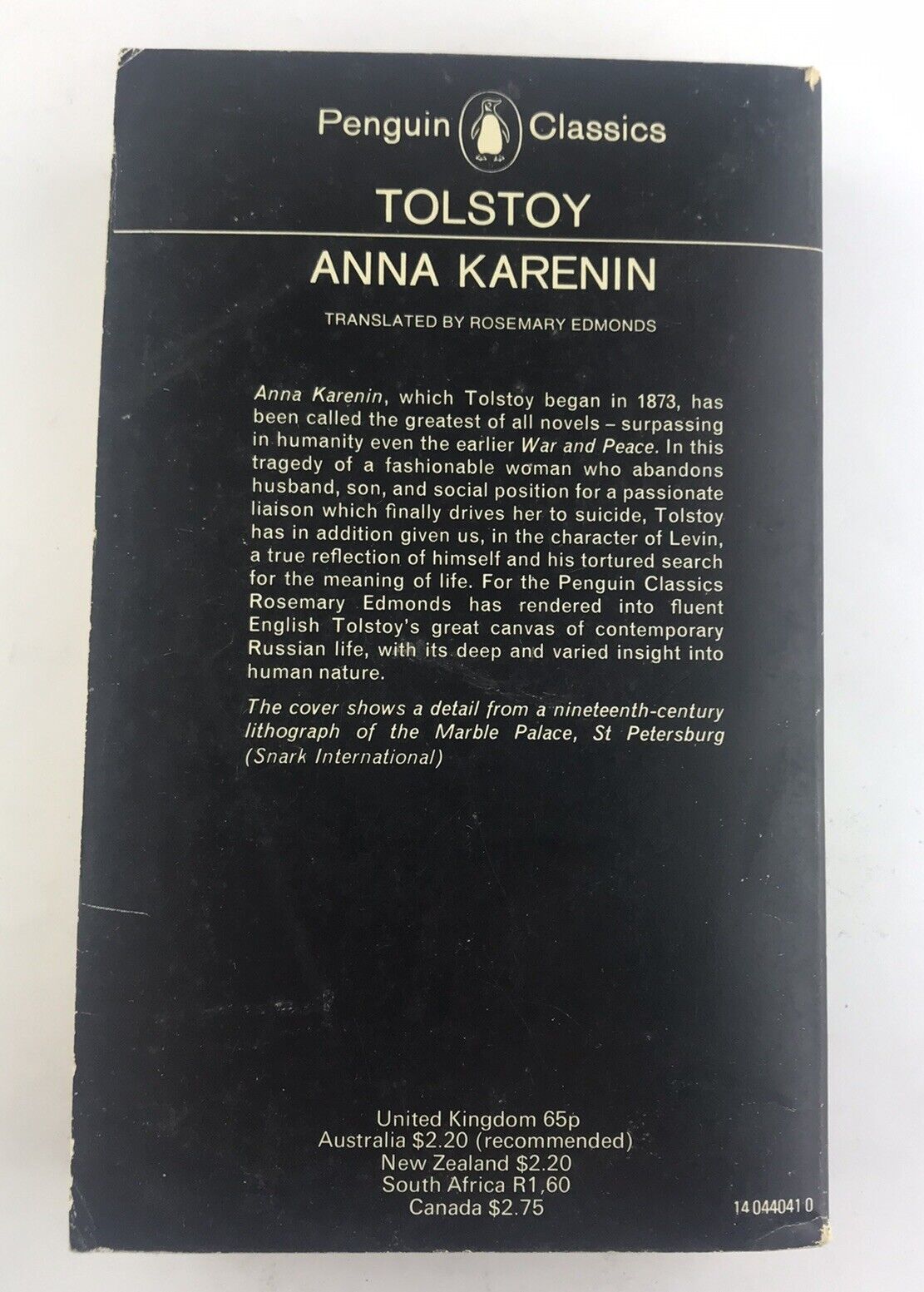 Anna Karenin by Leo Tolstoy (Penguin Classics Black Spine Paperback 1972)