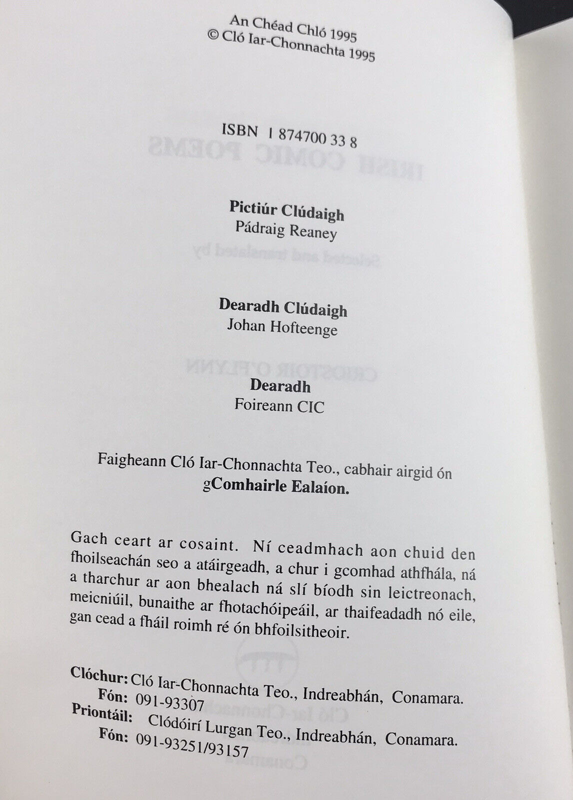 Irish Comic Poems By Criostoir O’flynn with Irish And English Translations Verse