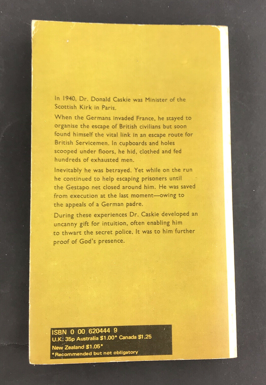 The Tartan Pimpernel By Donald Caskie | RARE Vintage Fontana Paperback 1974