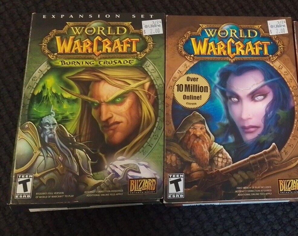 World of Warcraft PC Game Blizzard Original Box Manual + Expansion Set