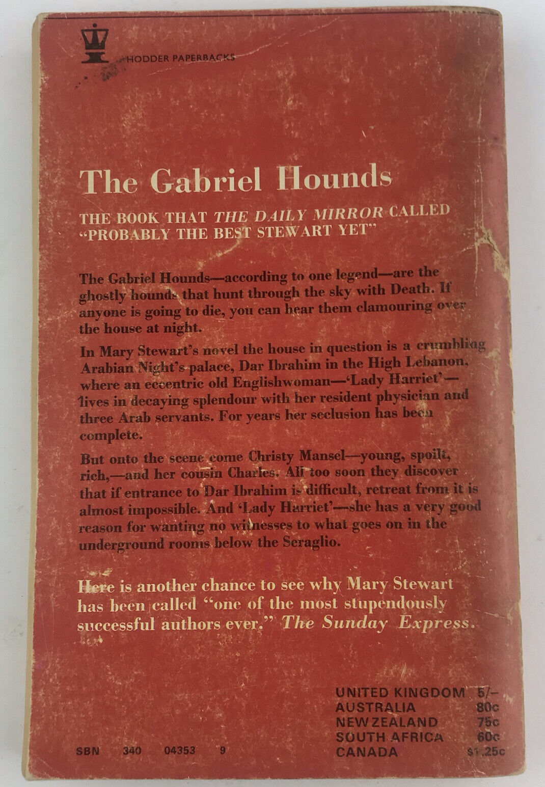 The Gabriel Hounds by Mary Stewart (RARE Hodder Paperback 1969)