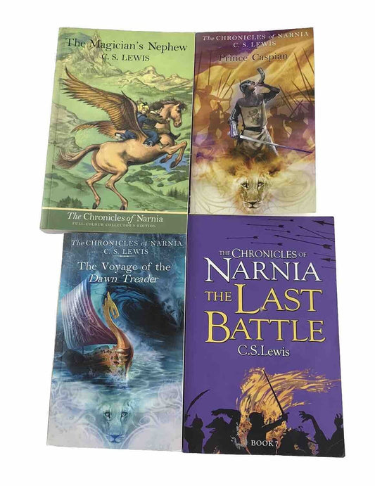 Chronicles of Narnia 4x Book Bundle by C. S. Lewis (Paperback Books 1,4,5 & 7