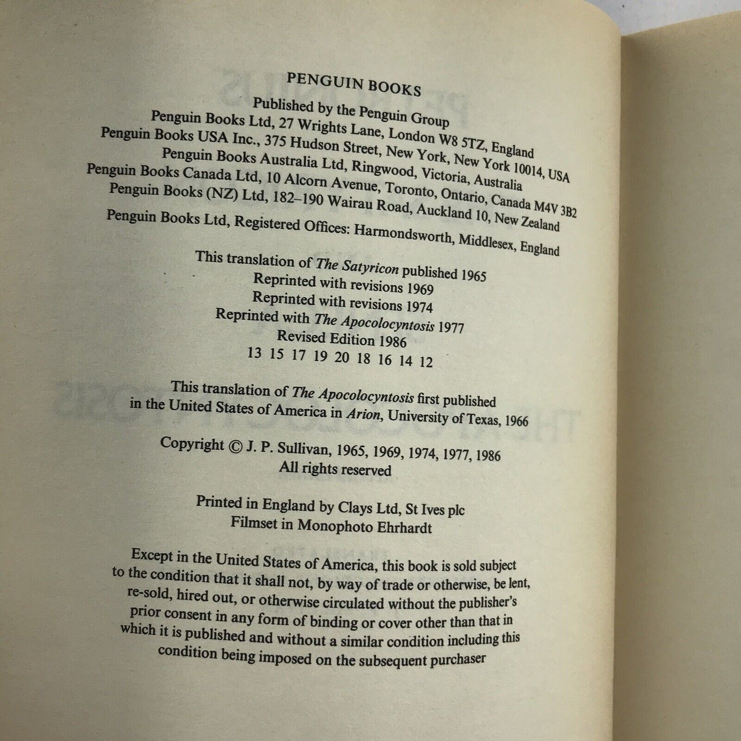 The Satyricon by Petronius | The Apocolocyntosis by Seneca (Paperback 1986)