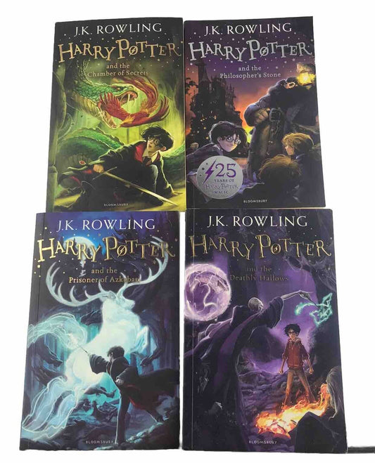 Harry Potter 4x Book Bundle by J.K. Rowling (Paperbacks) Books # 1,2,3 & 7