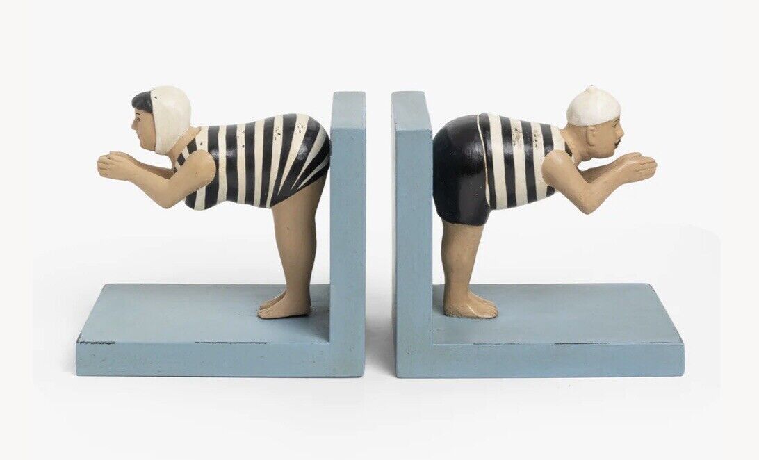 Retro Swimmer Bookends - Perfect Bookshelf Accessory