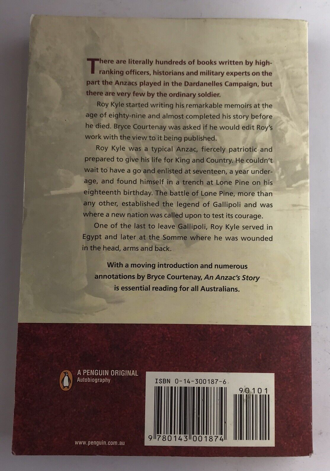 An Anzac's Story by Bryce Courtenay, Roy Kyle A.I.F (Paperback, 2003)