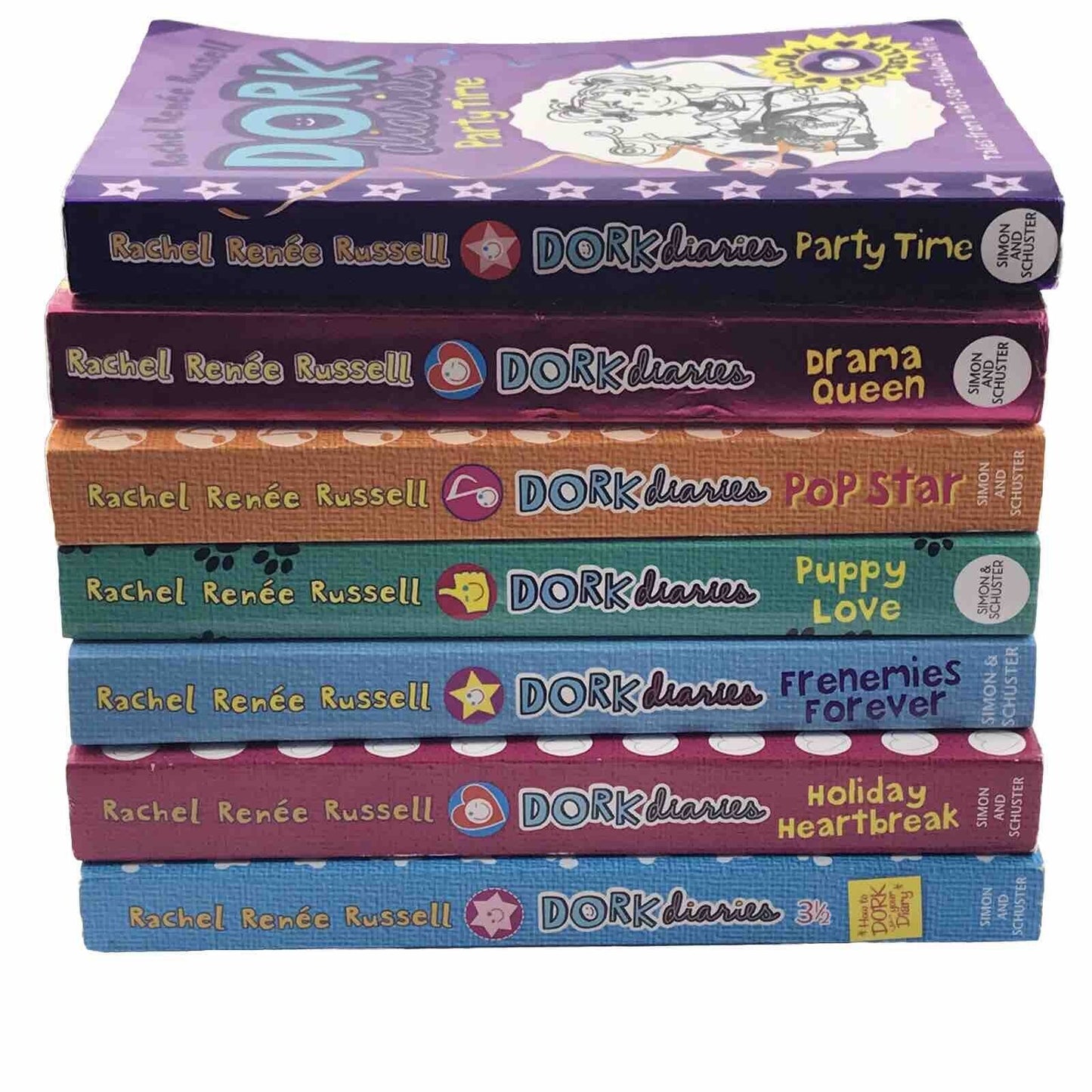 7x Dork Diaries Books Pop star,Holiday Heartbreak,Party Time,Dork Diaries PB