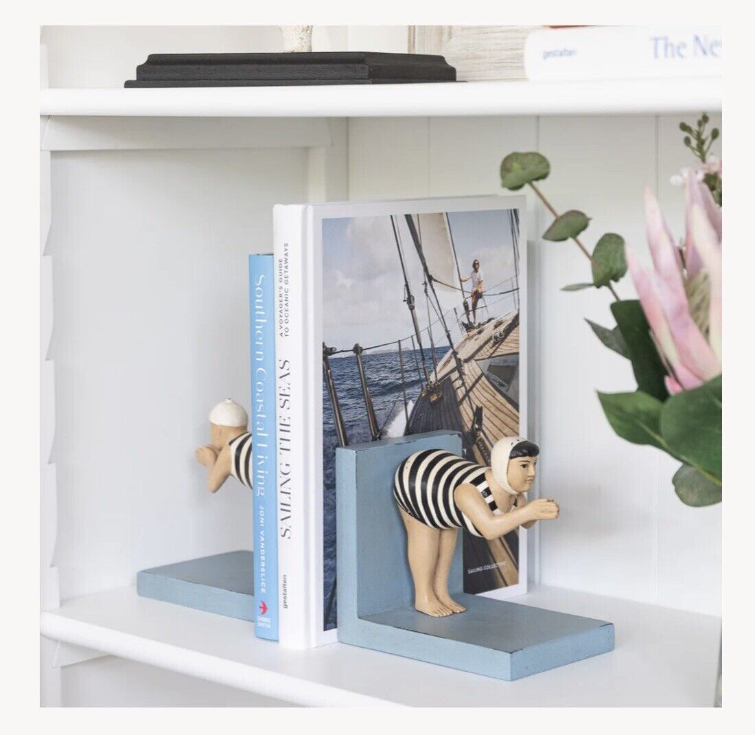 Retro Swimmer Bookends - Perfect Bookshelf Accessory