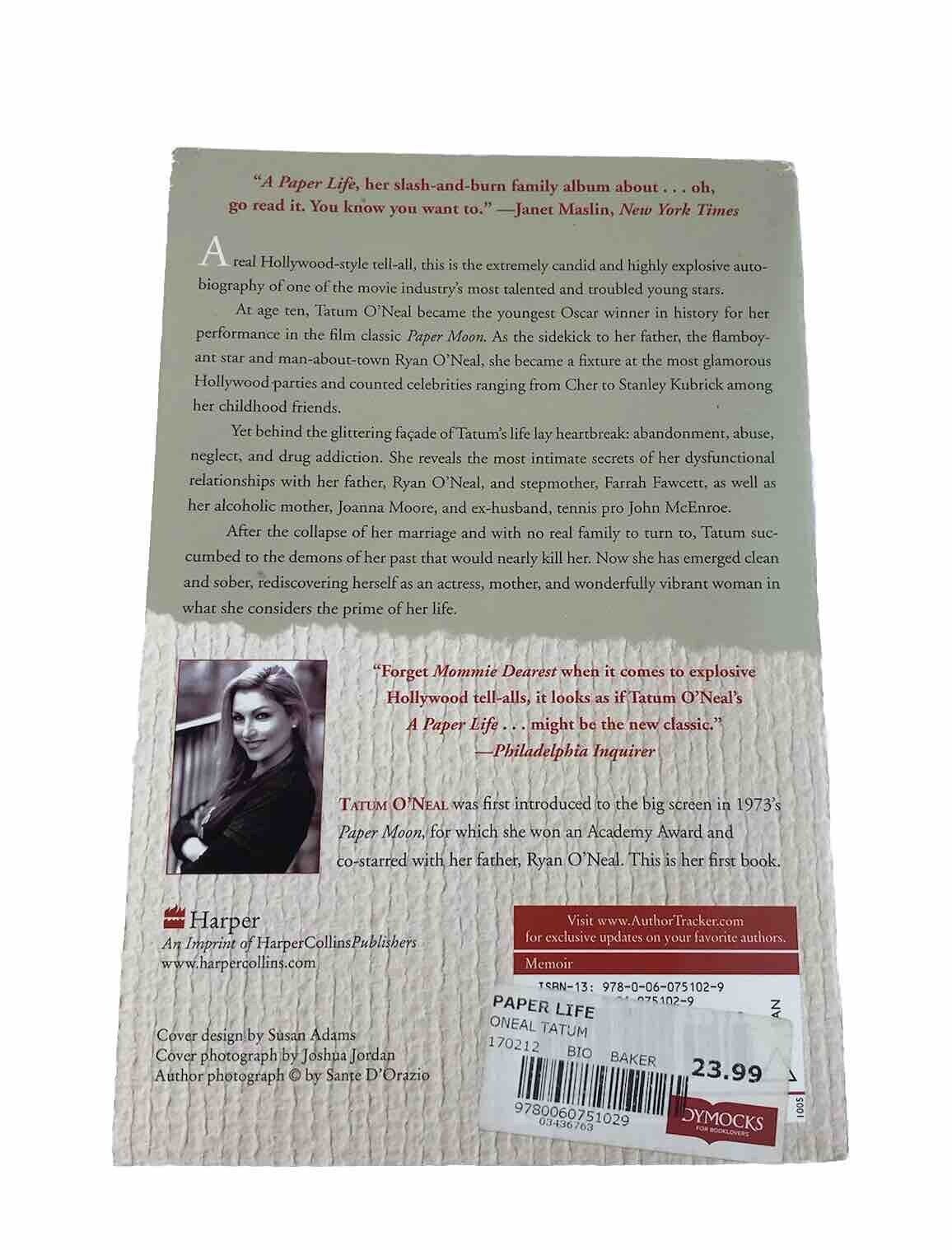 A Paper Life by Tatum O'Neal (Paperback 2004) Hollywood True Story