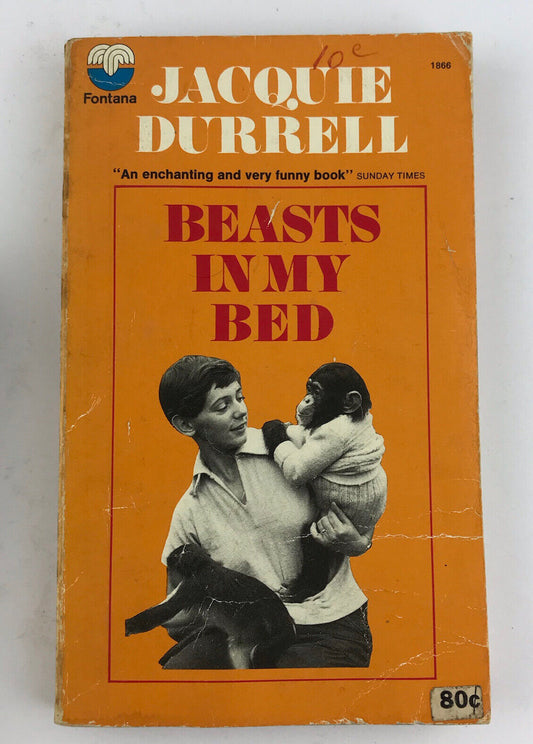 Beasts in My Bed By Jacquie Durrell, Rare Vintage Paperback 1968