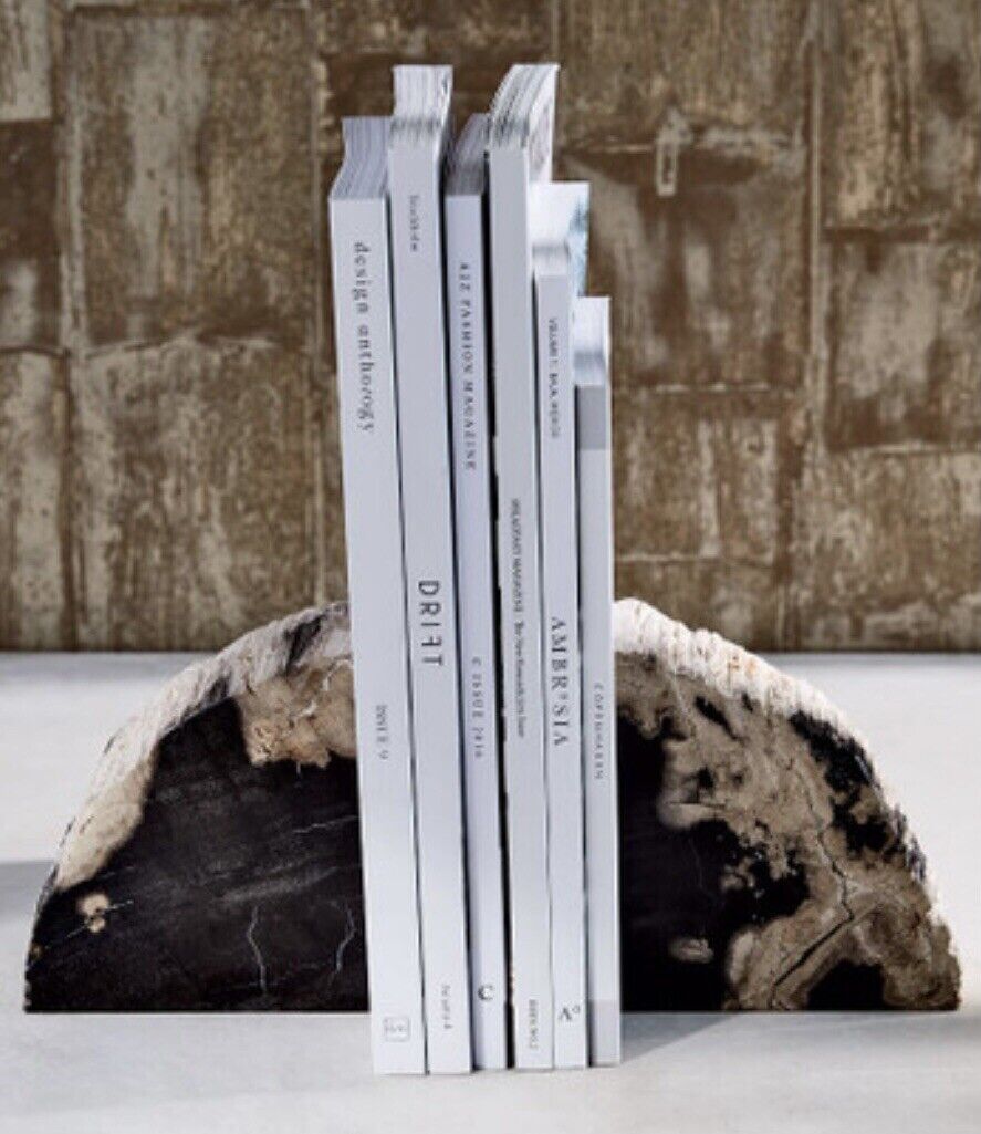 Petrified Wood Handcrafted Bookends Bookend Bookshelf Home Decor - Set of 2