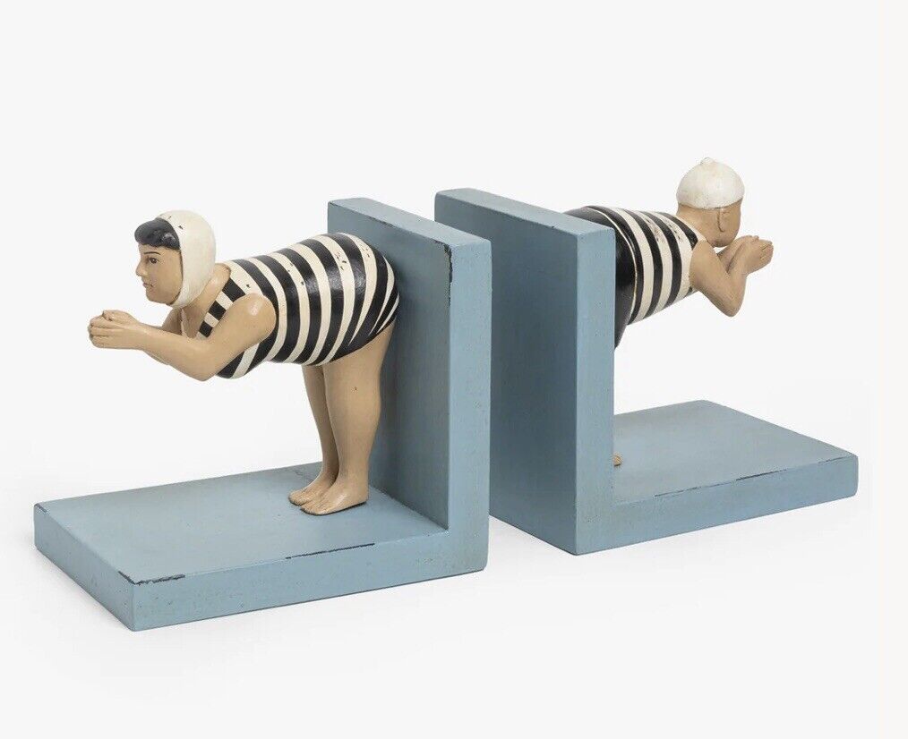 Retro Swimmer Bookends - Perfect Bookshelf Accessory