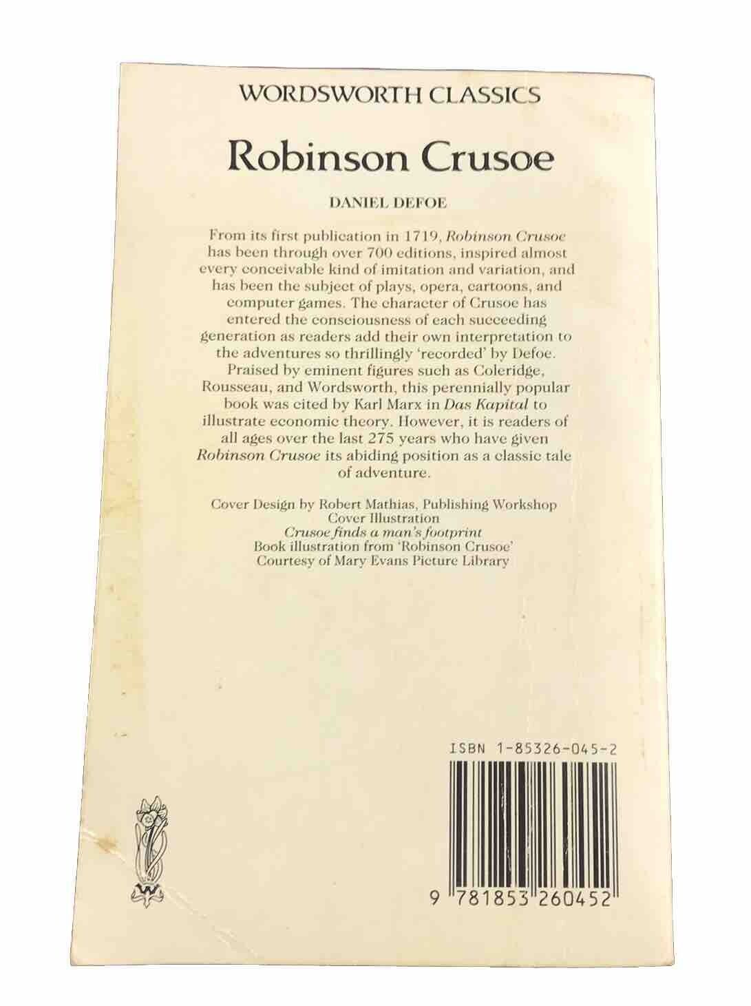 Robinson Crusoe by Daniel Defoe (Wordsworth Classics Paperback 1993)