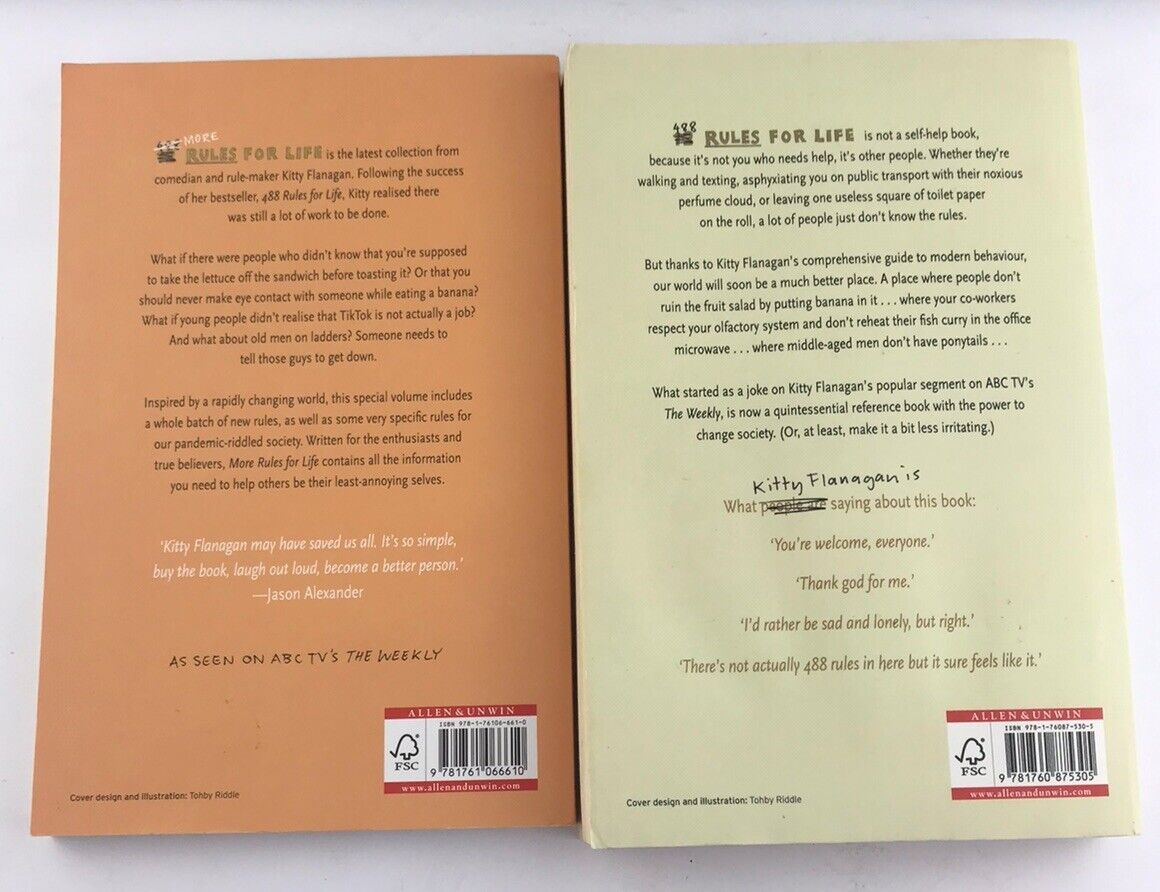 2x Books 488 Rules for Life + More Rules for Life by Kitty Flanagan (Paperback)