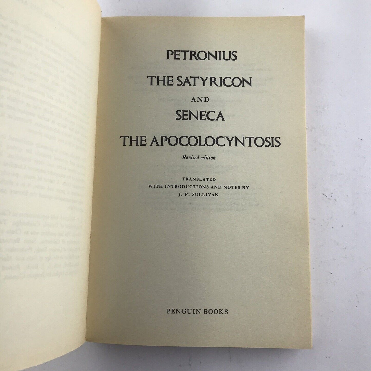 The Satyricon by Petronius | The Apocolocyntosis by Seneca (Paperback 1986)