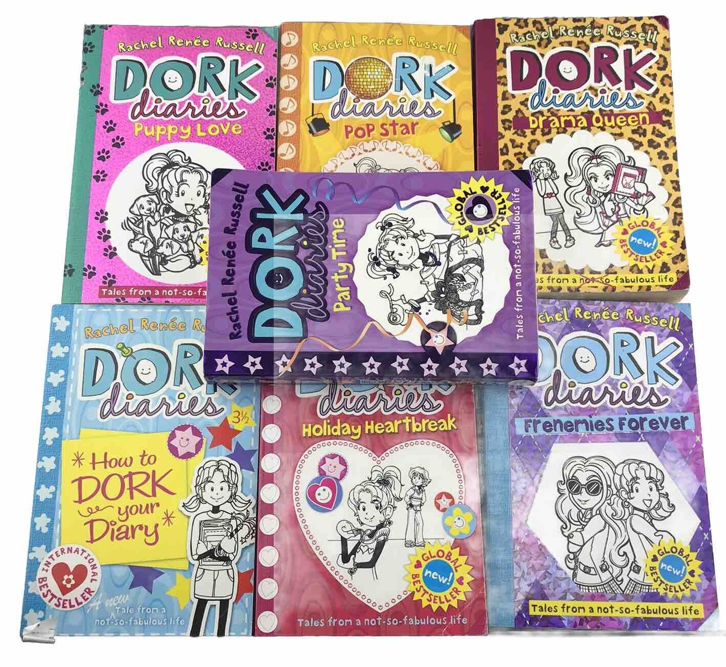 7x Dork Diaries Books Pop star,Holiday Heartbreak,Party Time,Dork Diaries PB