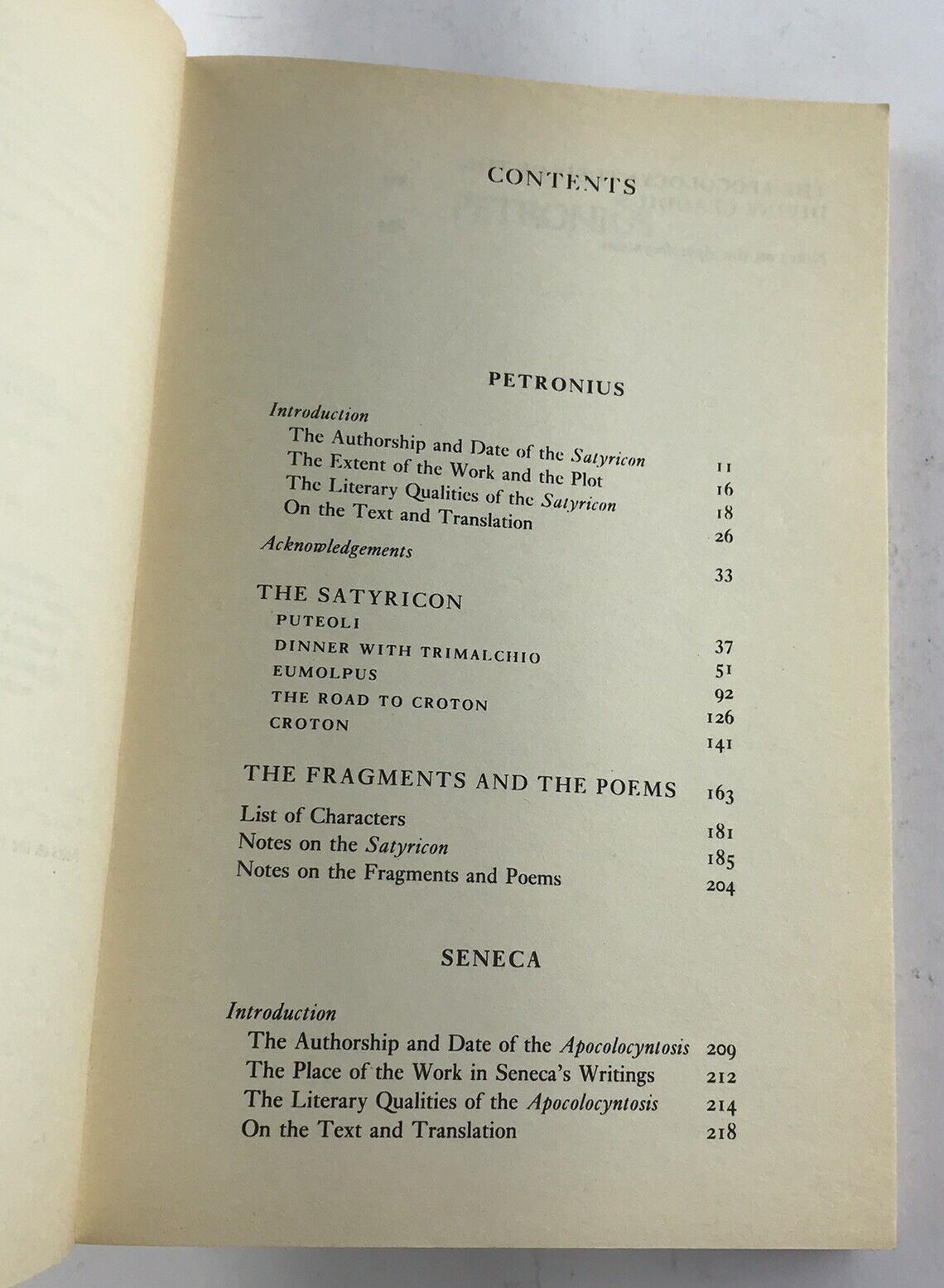 The Satyricon by Petronius | The Apocolocyntosis by Seneca (Paperback 1986)