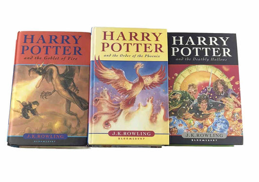 Harry Potter Hardcover 1st Edition Book Bundle | J. K. Rowling Books 4, 5 & 7