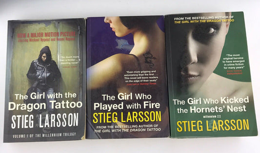 Steig Larsson's The Girl With The Dragon Tattoo Trilogy 1-3 Paperback Novels