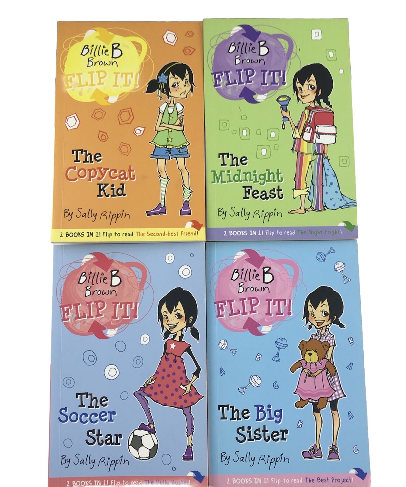 Billie B Brown FLIP IT 4x Book Bundle by Sally Rippin The Big Sister Soccer Star