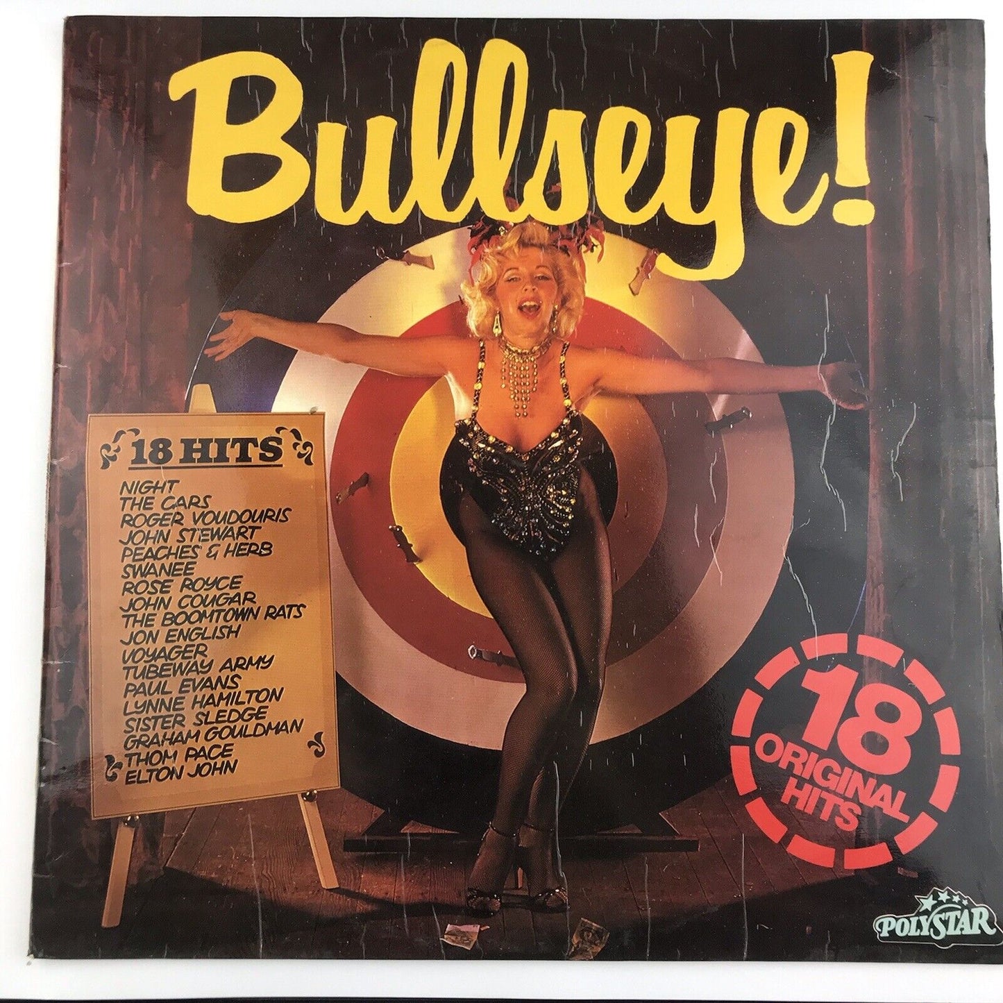 BULLSEYE 18 ORIGINAL HITS MINT LP & COVER THE CARS,ELTON JOHN VINYL RECORD