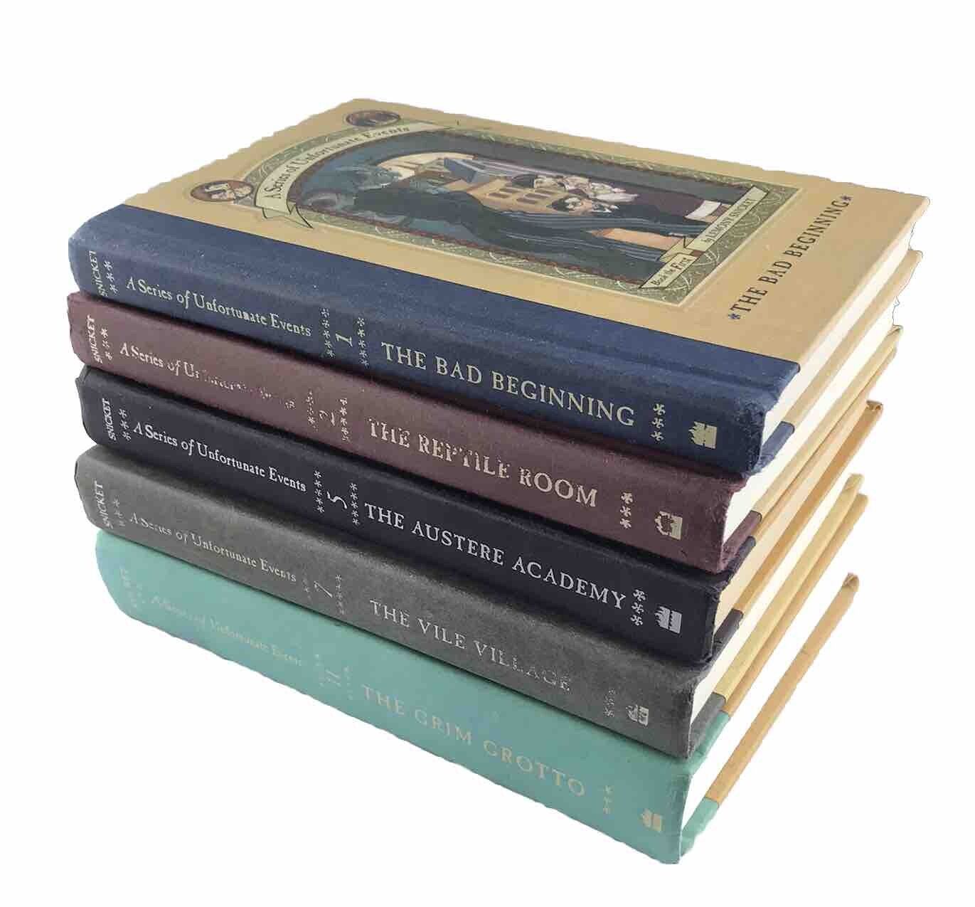 5x A Series of Unfortunate Events by Lemony Snickett Hardcover Book Bundle